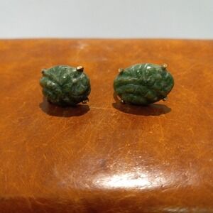 Vintage Ronci 12K GF Carved Scarab Screw Back Earrings MCM